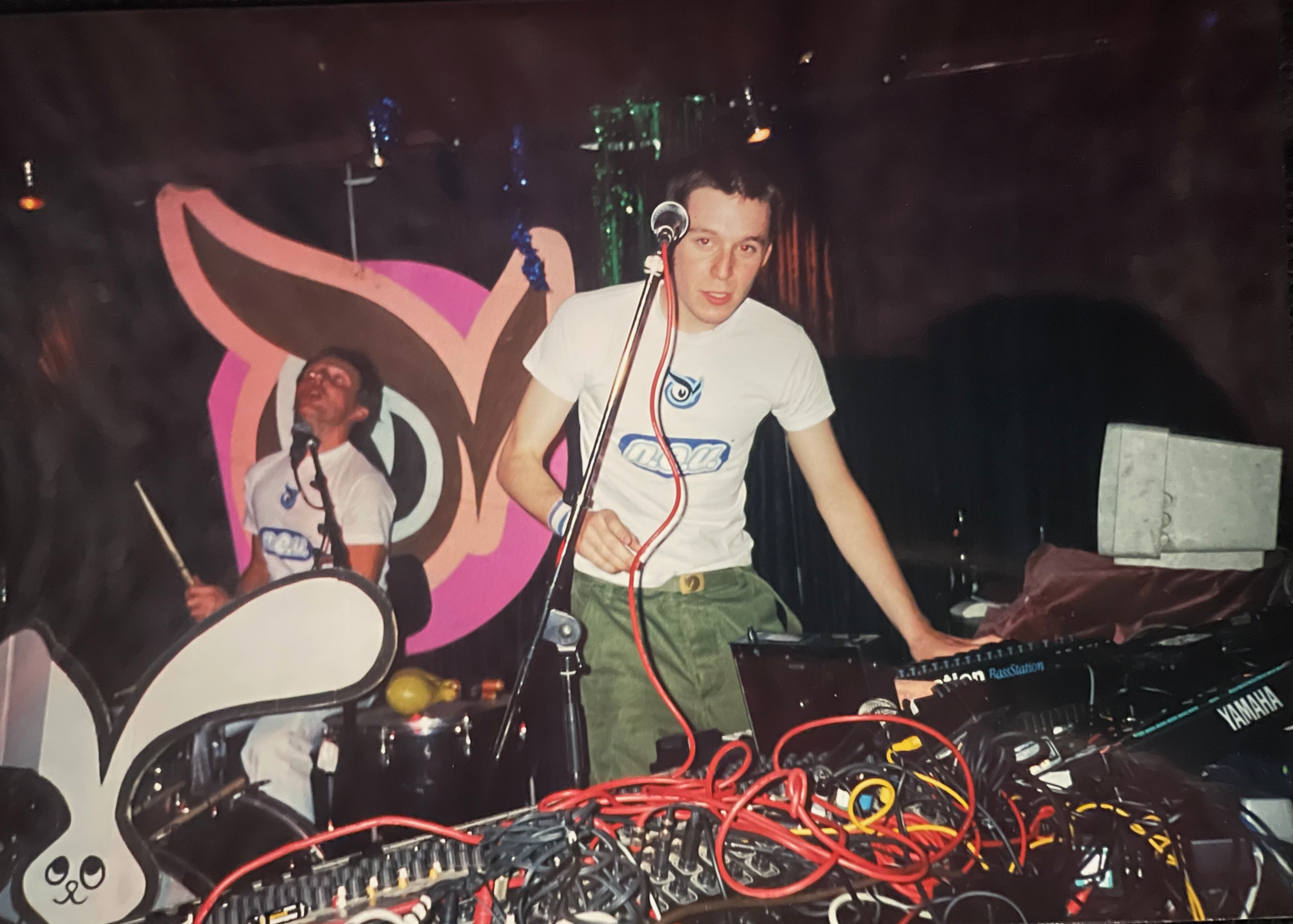Peforming with Andreas Dorau in 1998.