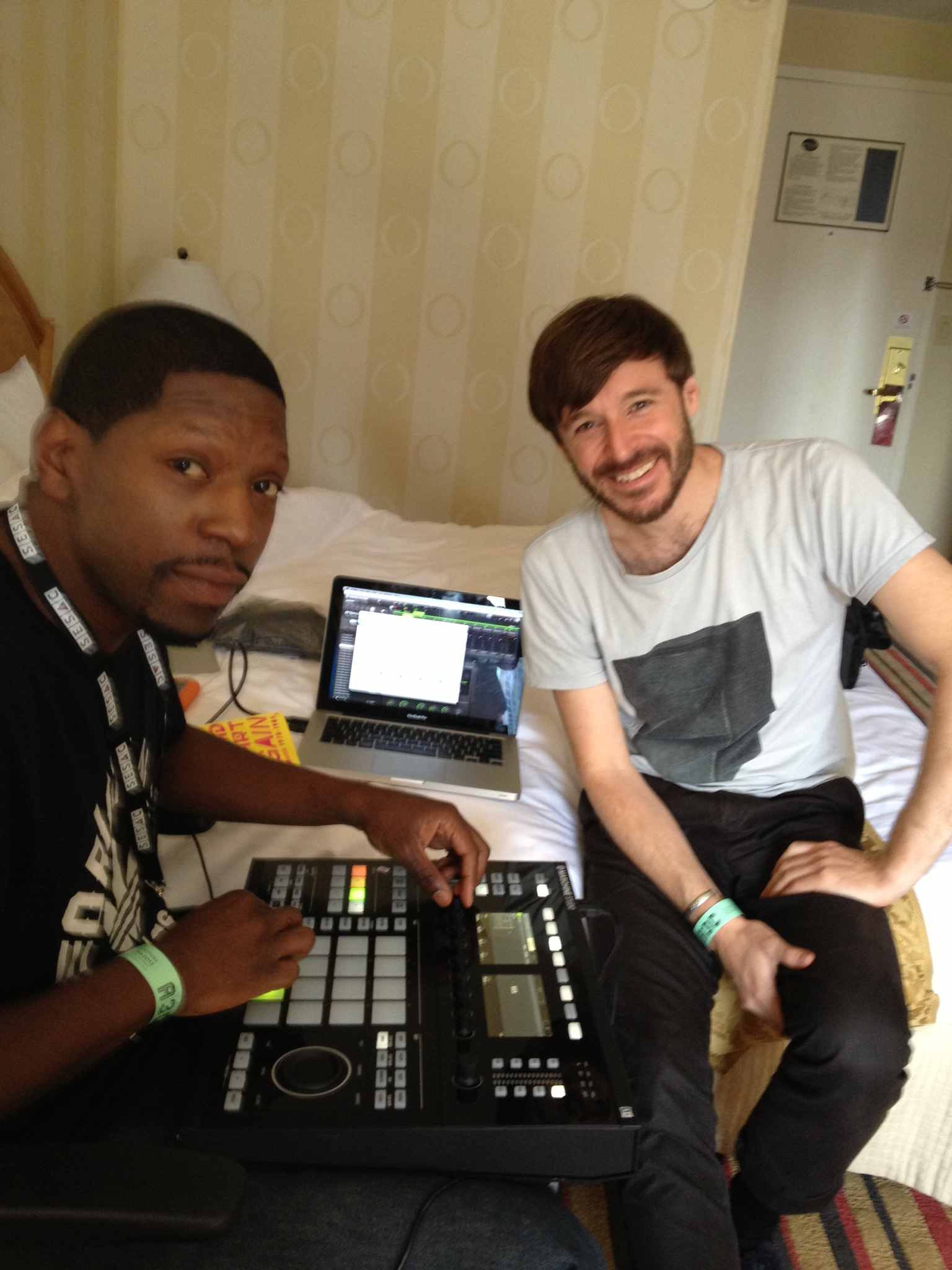 With producer S-1 (Symbolic One) in the hotel room during A3C in Atlanta 2012.